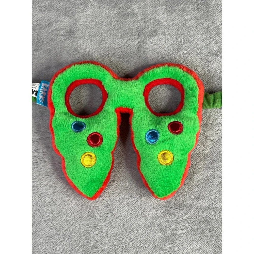 BARK Christmas Dog Mask Toy‎ OS Green Red Holiday Squeaker Plush Accessory